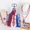 72PCS 4th of July Accessories, Independence Day Bead Necklaces, USA Hat Flags Pendant Patriotic Fourth of July Red Blue White Necklace, Metallic Necklace for Flag Day Parades Party Favors Decorations